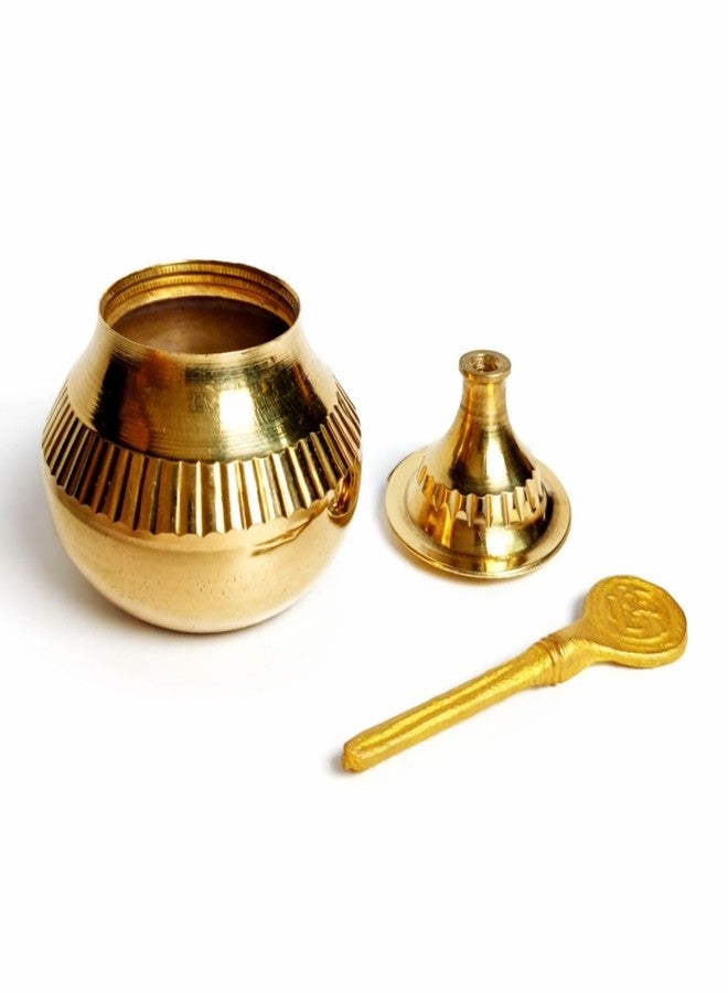 MAYAPURI Handmade Brass Sindoor Dibbi with Stick | Golden Pital Kumkum Box for Daily Pooja & Married Women | Traditional Sindur Container (6 cm) - Image 4
