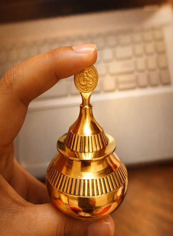 MAYAPURI Handmade Brass Sindoor Dibbi with Stick | Golden Pital Kumkum Box for Daily Pooja & Married Women | Traditional Sindur Container (6 cm) - Image 5