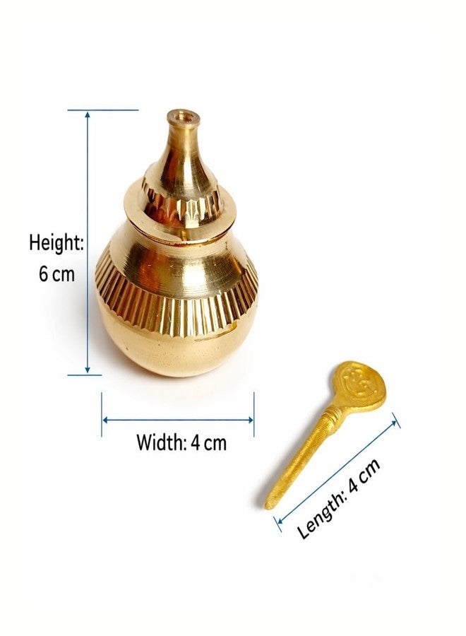 MAYAPURI Handmade Brass Sindoor Dibbi with Stick | Golden Pital Kumkum Box for Daily Pooja & Married Women | Traditional Sindur Container (6 cm) - Image 3