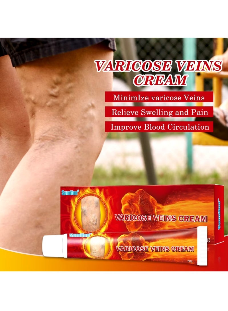 Sumifun Varicose Veins Cream Improve Spider Veins and Blood Circulation Eliminate the Appearance of Varicose Veins Vein Inflammation Treatment Relieve Swelling and Pain Spider Veins Treatment Cream 20g  - Image 5