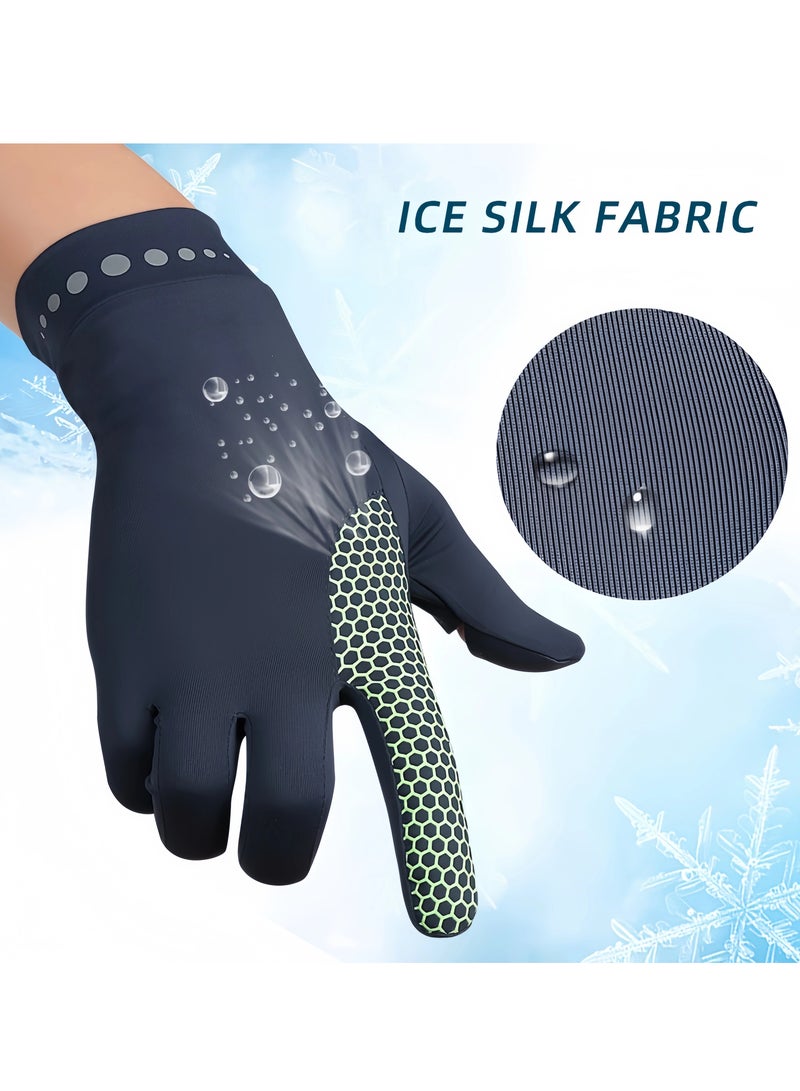 Generic Men's Gloves,Driving Gloves,Ice Silk Non-Slip Gloves,Half-finger gloves,Breathable Thin High Elasticity Anti-UV Protection Gloves,Outdoor Sports Driving Riding Touch Screen Gloves,Dark Gray  - Image 4