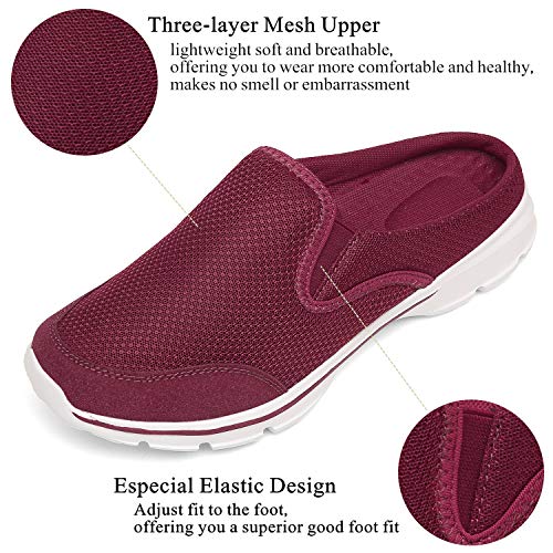 INMINPIN Unisex Slippers Casual Clog House Shoes Comfort Slip-On Walking Mules with Indoor Outdoor Anti-Skid Sole for Men and Women, Red, 7.5 Women/6 Men - Image 2