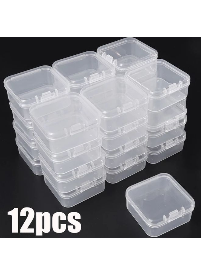 12 Pcs 12 Color Mini Transparent Plastic Storage Box For Earring Ring Jewelry - Image 1