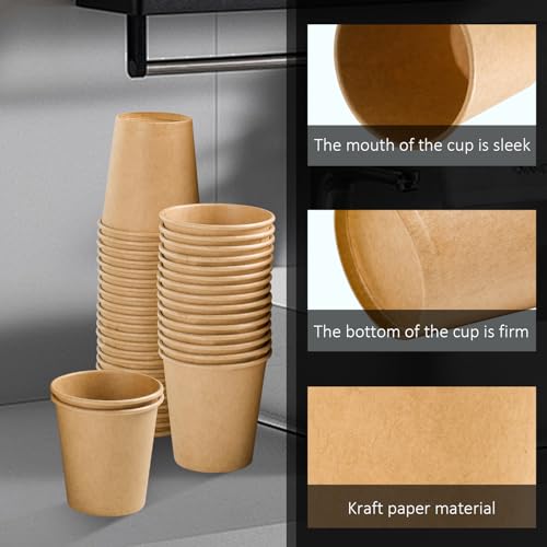 Clawsoff 300 Pack 3 oz Paper Cups, Disposable Kraft Small Bathroom Cups 3 Ounce, Hot/Cold Beverage Cups for Home, Kitchen, Party - Image 3