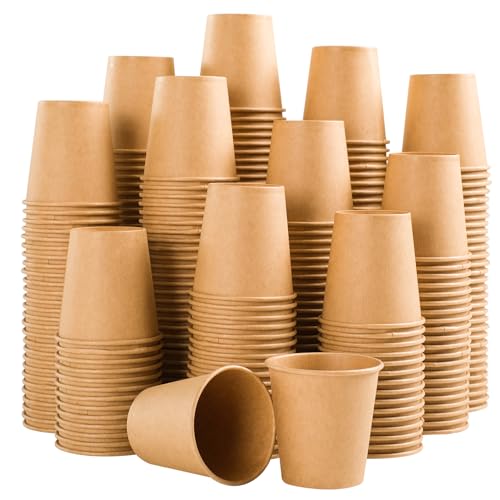 Clawsoff 300 Pack 3 oz Paper Cups, Disposable Kraft Small Bathroom Cups 3 Ounce, Hot/Cold Beverage Cups for Home, Kitchen, Party - Image 1
