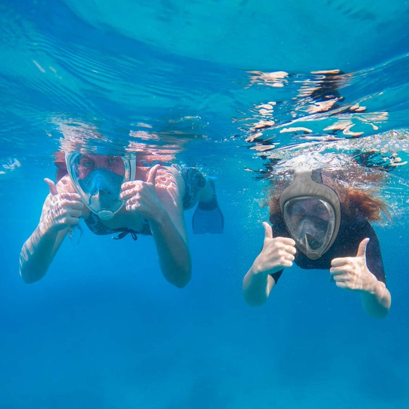 Matiko Snorkel Mask Original Full Face Snorkeling and Diving Mask with 180 Panoramic Viewing Longer Ventilation Pipe Watertight Anti Fog Anti Leak Technology Grey SM - Image 4