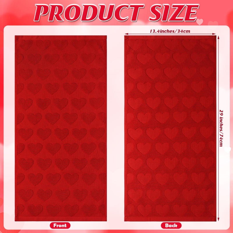 Hallswl 3pcs Valentine's Day Hand Towels Red Hearts Jacquard Towel for Bath 100% Cotton Soft Bathroom Kitchen Decorative Set for Valentine's Day Holiday Decor Gift,14 x 29 Inch - Image 2