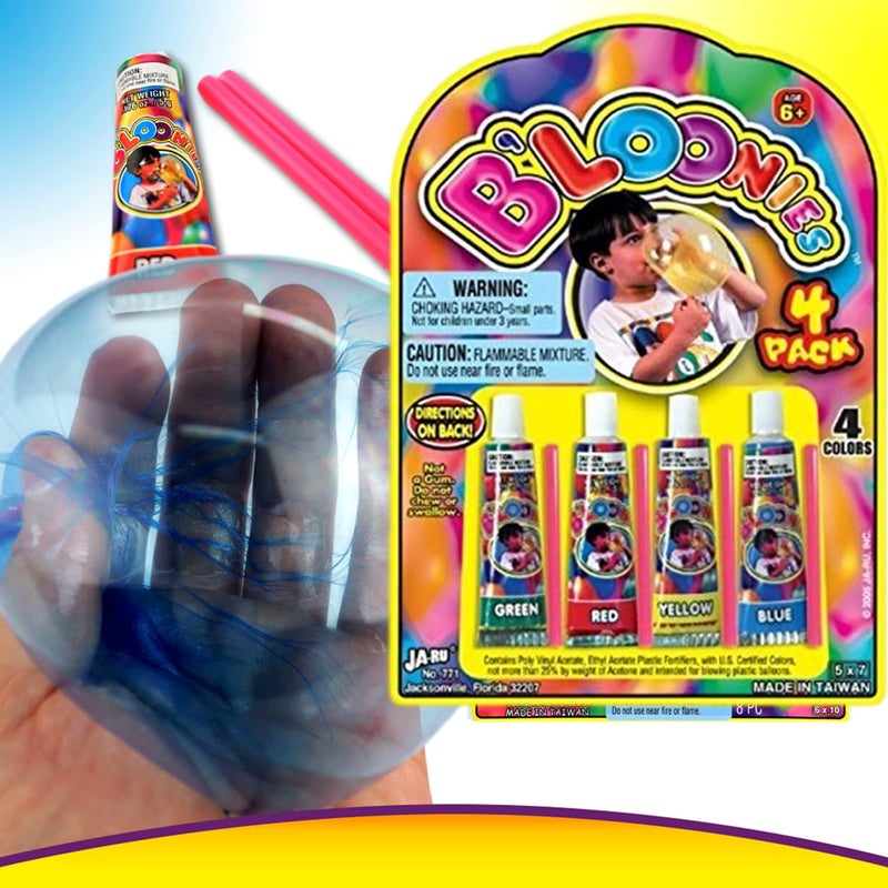 JA-RU B'loonies Plastic Balloons Variety 4 (4 Tubes in 1 Pack) Great Original Bloonies Bubble Making Toy Classic Retro Toys FOK Kids and Adults. Fidget Toy Party Favor for Kids Birthdays. 771-1C - Image 3