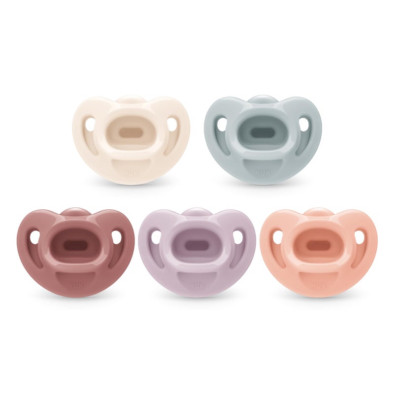 NUK 100% Silicone Comfy Orthodontic Pacifiers, 0-6 Months, Pink Fashion, Timeless Collection, 5 Count - Image 1