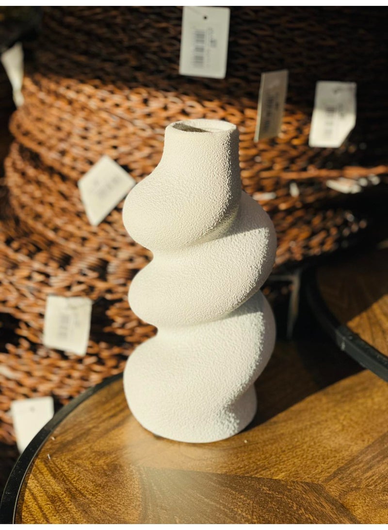 Decorhills Ceramic Vases for Modern Home Decor, Off White Round Vases, Boho Vases for Decor, Flower Vases for Centerpieces, Farmhouse Decor, Living Room, Wedding Dinner, Bedroom - Image 1