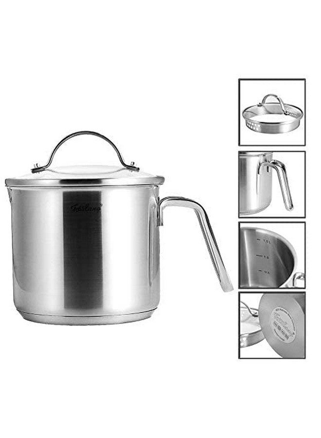 DCIGNA 1.5 Quart Stainless Steel Saucepan With Pour Spout, Saucepan With Lid, Mini Milk Pan With Spout - Perfect For Boiling Milk, Sauce, Gravies, Pasta, Noodles - Image 3