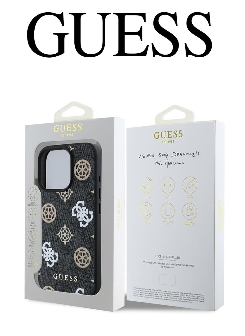 CG MOBILE IPhone 16 Pro Max cover, supports wireless charging MagSafe, with a logo and a leather design approved by the global brand Guess. From CG-MOBILE. In Black  - Image 5