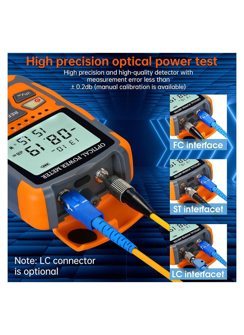 SYOSI Fiber Optic Tester, 4 In 1 Function Portable Fiber Light Power Meter, Fc/Sc/St Universal Interface Fiber Tester, Built-In 10mw Visual Fault Locator (Opm&Vfl), High Measurement Accuracy  - Image 3