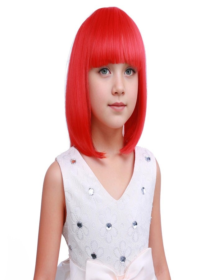 DUDUWIG Red Bob Wig Bob Wig Red Wigs Short Straight Wigs with Bangs Hairnet Include (Small Size) - Image 1