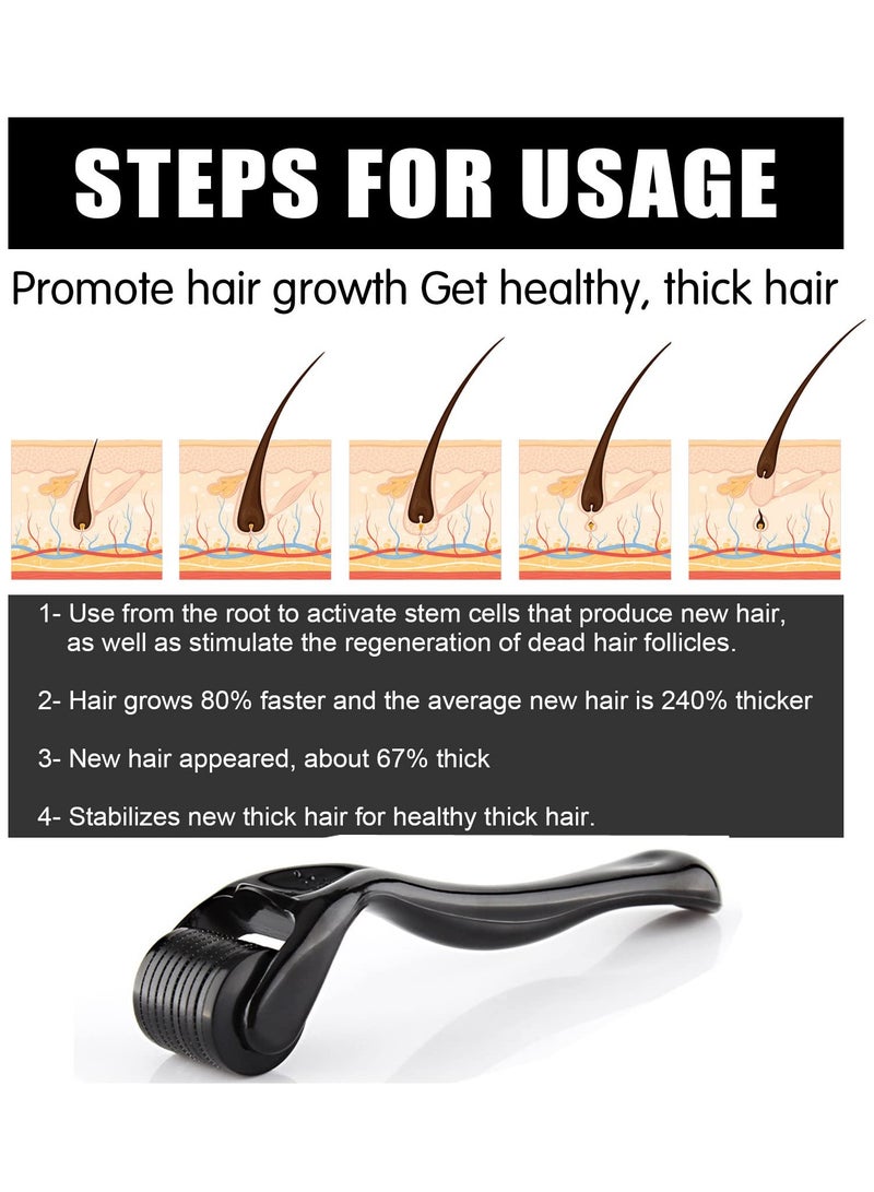 BONITO Beard Roller 0.5mm, 540 Titanium Microneedle Roller for Face Facial Wrinkles Hair Loss Stretch Marks Hair Regrowth Micro Needles Professional Microneedling Derma Needling Kit with Case - Image 4