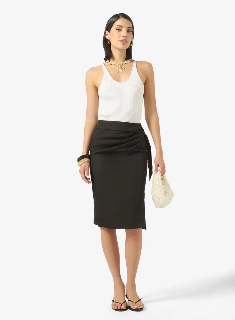 Ginger Tie Up Wrap Midi Skirt
