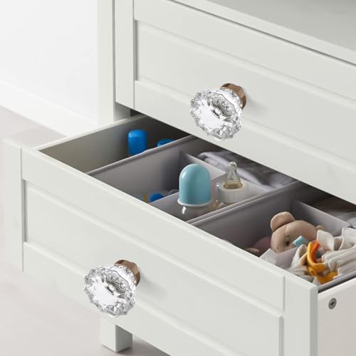 CEYMIO 8 Pack Crystal Drawer Knobs Cabinet Knob Antique Drawer Pulls, Kitchens Closet Dresser Drawers Cupboard Wardrobe Vintage Pull, Clear Crystals Champagne Bronze Base Pack - Image 2