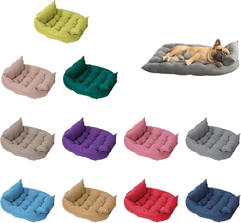 سرير حيوان أليف قابل للتعديل مع زر، سلة كلب ناعمة، صوفا عش حصيرة مقاس S - Image 3