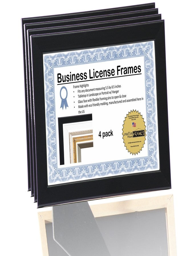 Creative Picture Frames 4-6X9Bk Black Business License Certificate Frames For Professionals 5.5 By 8.5 Inch Self Standing Easel - Image 1