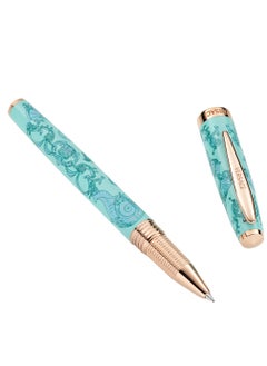 VERSACE Roller Pen with Book - Light Blue La Vacanza Pattern with Rosegold Clip and Barocco Sea Boxset  - Image 4
