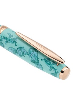 VERSACE Roller Pen with Book - Light Blue La Vacanza Pattern with Rosegold Clip and Barocco Sea Boxset  - Image 3