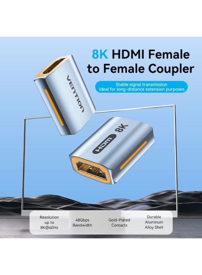 VENTION HDMI-A Female to Female 8K Adapter Gray Aluminum Alloy Type Model # AIUH0 - Image 2