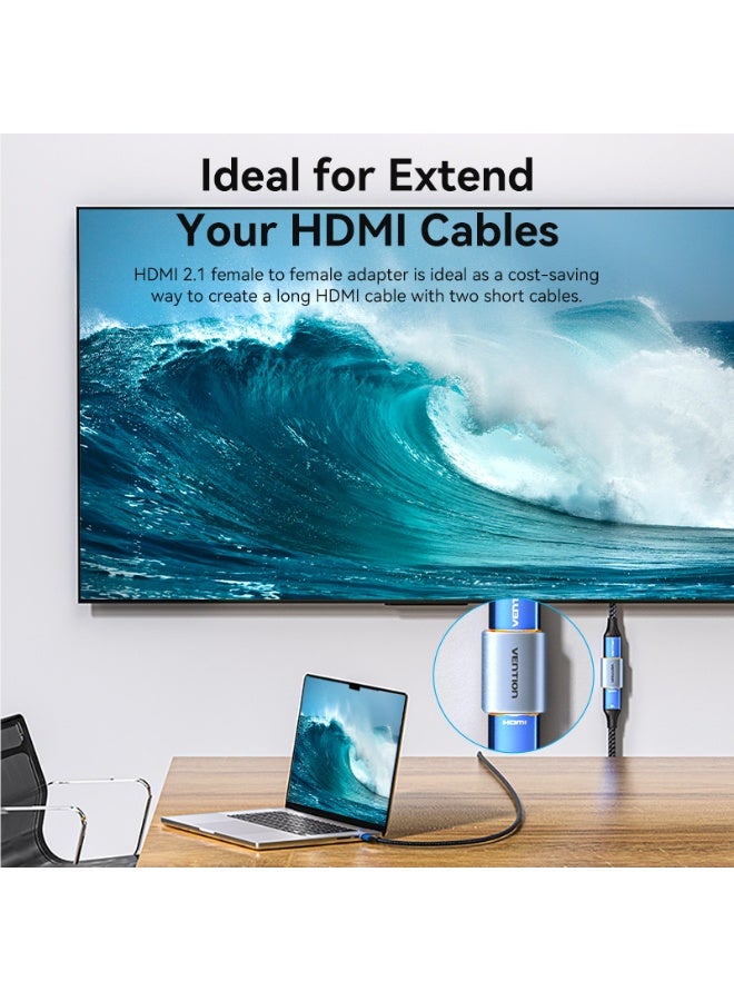 VENTION HDMI-A Female to Female 8K Adapter Gray Aluminum Alloy Type Model # AIUH0 - Image 3