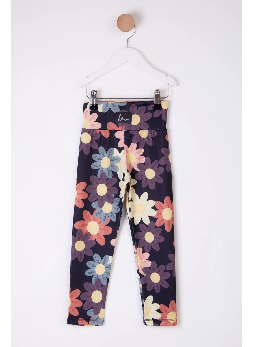 Tofisa Girl Black Patterned Leggings - 26112