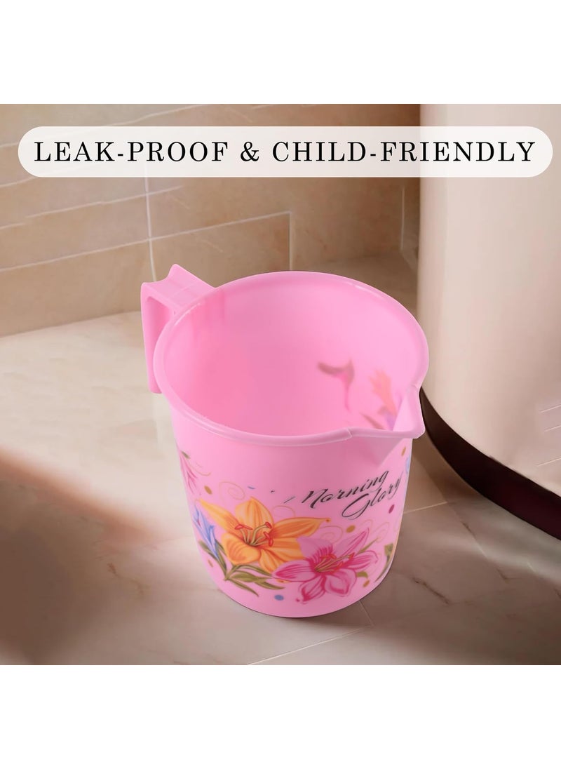 Kuber Industries - Kuber Industries (Set of 2) Bathroom Bucket & Mug Set | Bathroom Combo Set for Bathroom, Hotels, Laundry | Bucket-18 L & Mug-500 ml Bathing Set | Modern Bathroom Accessories Set | Pink - Image 1
