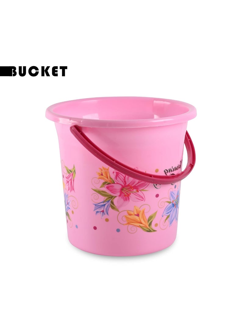 Kuber Industries - Kuber Industries (Set of 2) Bathroom Bucket & Mug Set | Bathroom Combo Set for Bathroom, Hotels, Laundry | Bucket-18 L & Mug-500 ml Bathing Set | Modern Bathroom Accessories Set | Pink - Image 1