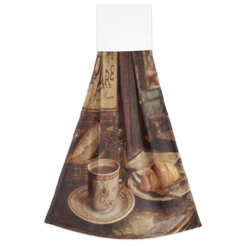 Boccsty Vintage Paris Cafe Poster Hanging Kitchen Towels 2 Pieces Coffee Butterfly Dish Hand Towel for Bathroom Farmhouse Housewarming Tabletop Home - Image 2