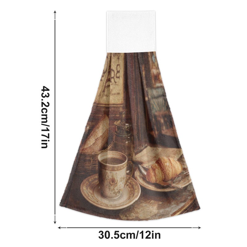 Boccsty Vintage Paris Cafe Poster Hanging Kitchen Towels 2 Pieces Coffee Butterfly Dish Hand Towel for Bathroom Farmhouse Housewarming Tabletop Home - Image 3