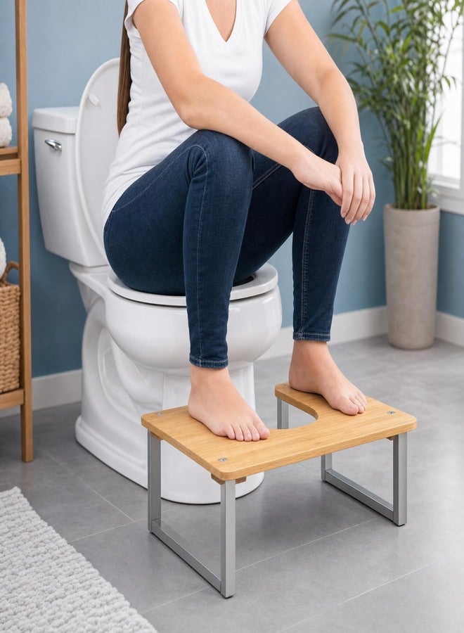 REGIS Toilet Stool Bamboo 6 Inch Non-Slip Poop Stool Stainless Steel Legs - Image 3