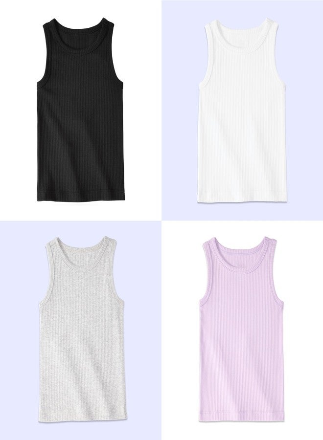 Garanimals Baby & Toddler Girl Solid Tank Tees - Kid's Sleeveless Tank Top - Size 6T - Black, Light Grey, White, Purple, Pink - 5 Pack - Image 5