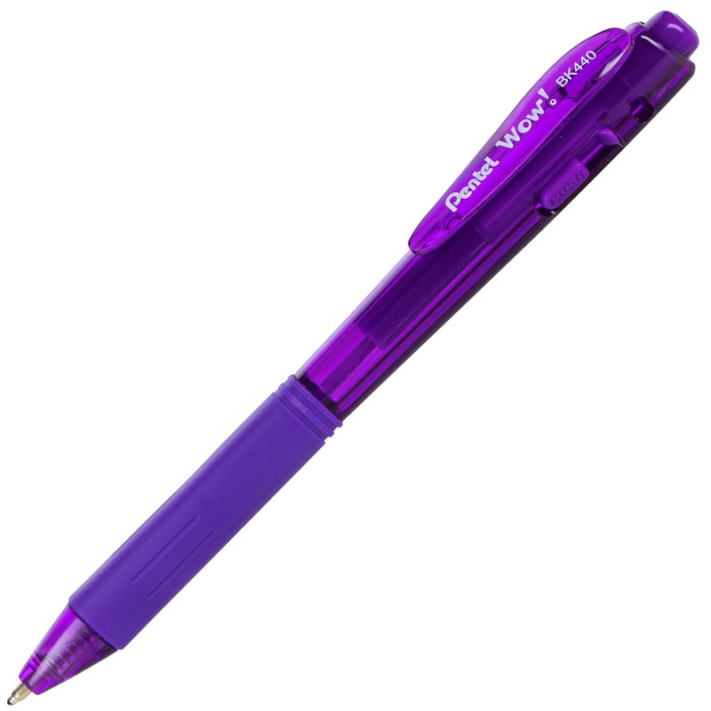 Pentel Wow! Retractable Ballpoint Pen, (1.0mm) Medium Line, Violet Ink, Box of 12 (BK440-V) - Image 2