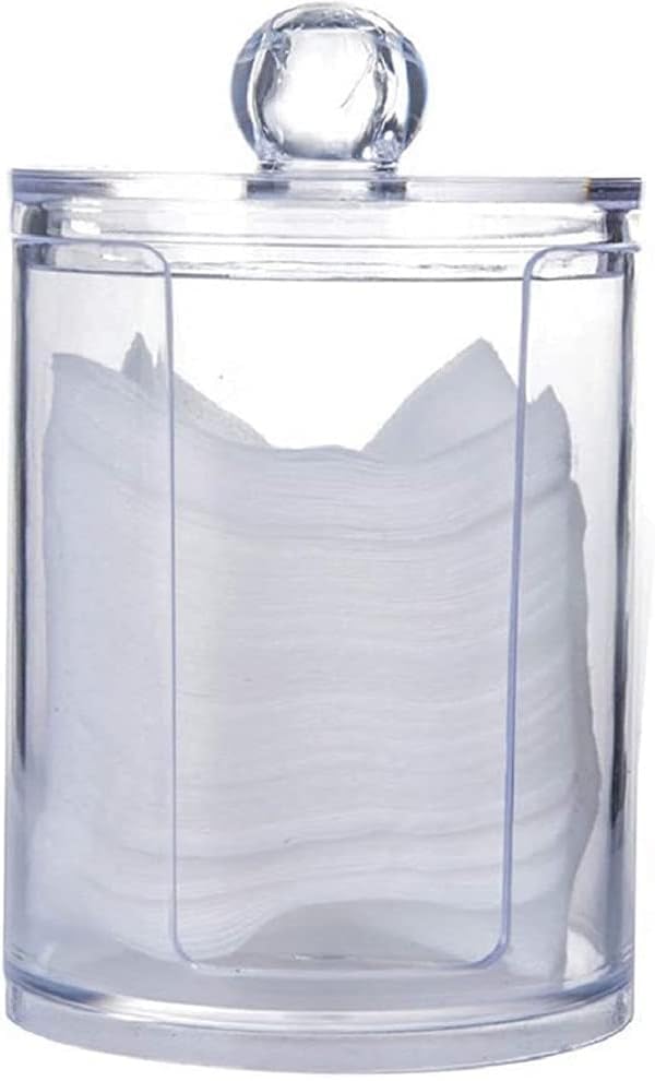 GION GION Acrylic Makeup Removal Cotton Pad Tissue Wipes Swab Holder Round Makeup Cosmetic Storage Organizer Box Clear Acrylic Cotton Pad Container 1Pcs  - Image 1