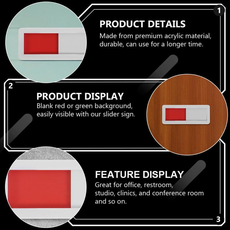 Privacy Door Sign Slider Indicator 4x10cm White Blank Status Switch Message Board - Image 5