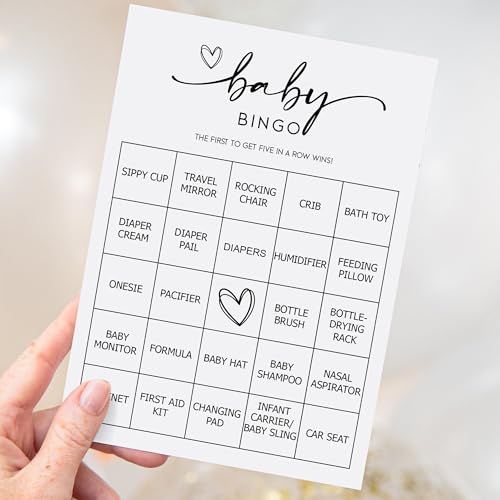 All-Ewired-Up All Ewired Up Baby Bingo Game (50 Unique Cards) Pre-Filled Fun Baby Shower Game Activity, Preforated Calling Cards, Gender Neutral Boy or Girl, Minimalist - Image 3