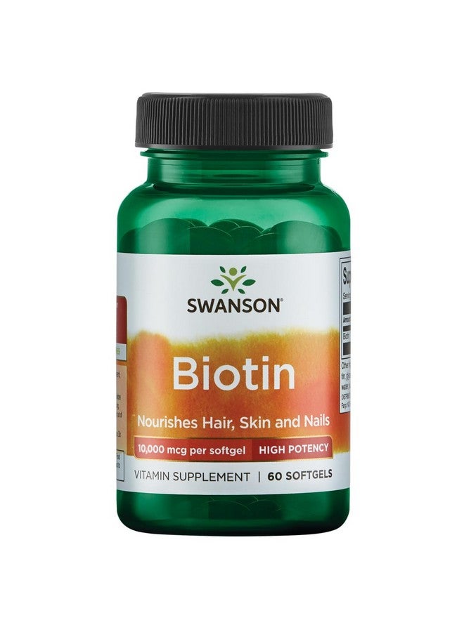 Swanson Super Strength Biotin Vitamin 10000 mcg 60 Sgels - Image 1