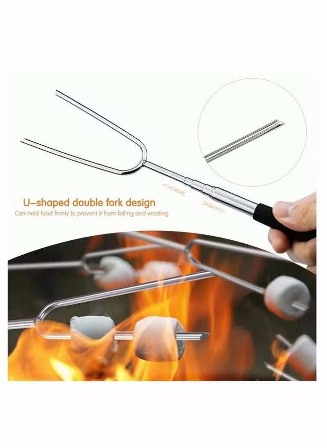 Generic - 5 Barbecue Fork Kit, Stainless Steel Telescopic, Roasting Sticks 33 Inch Telescoping Fire Pit Forks for BBQ Hot Dog, Barbecue Oven Fork , Barbecue Tools and Barbecue Accessories for Safety - Image 1