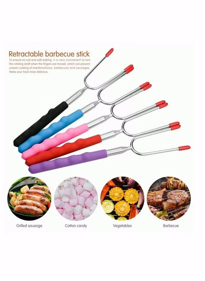 Generic - 5 Barbecue Fork Kit, Stainless Steel Telescopic, Roasting Sticks 33 Inch Telescoping Fire Pit Forks for BBQ Hot Dog, Barbecue Oven Fork , Barbecue Tools and Barbecue Accessories for Safety - Image 1