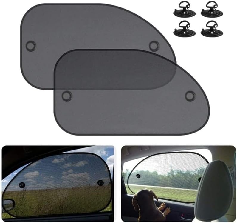 HERIOS Car Window Sunshades, Side Window UV Protection, Universal Fit, 2 Pack - Image 1