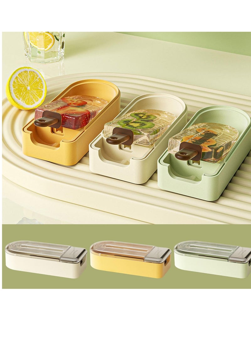 Excefore نموذج مثلجات، 3 قطع ع块 جبنة مثلجة منزلية الصنع، عصا مثلجات، قالب مثلجات قابل لإعادة الاستخدام بشكل عادي، مصاصة وقالب مثلجات، صواني مكعبات ثلج غير لاصقة (3 ألوان) - Image 1