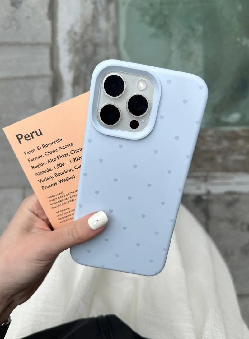 NIBEMINENT Full Screen Little Hearts Protective TPU Case Cover For iPhone 14 Pro, Blue