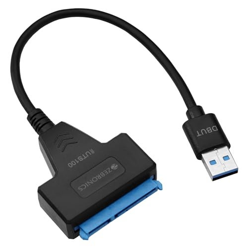 ZEBRONICS UTS100 USB 3.0 to SATA Adapter for 2.5 HDD/SSD with Plug & Play, Durable Material, Super Fast Transfer, Upto 5 Gbps, Black - Image 1
