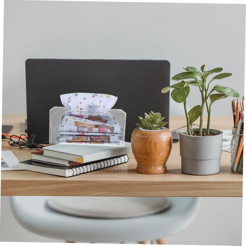 PAGHADI Acrylic Paper Box Paper Towel Dispenser Clear Stand Flip-Style Tissue Case Desktop Decoration Clear Tissue Holder Organizer Home Office Bathroom Bedroom (Clear - 3) - Image 4