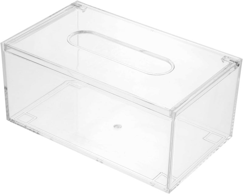 PAGHADI Acrylic Paper Box Paper Towel Dispenser Clear Stand Flip-Style Tissue Case Desktop Decoration Clear Tissue Holder Organizer Home Office Bathroom Bedroom (Clear - 3) - Image 1