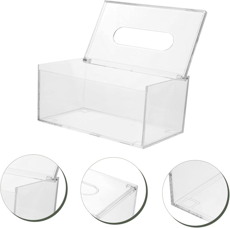 PAGHADI Acrylic Paper Box Paper Towel Dispenser Clear Stand Flip-Style Tissue Case Desktop Decoration Clear Tissue Holder Organizer Home Office Bathroom Bedroom (Clear - 3) - Image 2