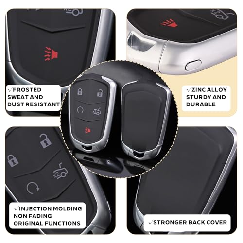 JJCHQ Key Fob Case for Cadillac XTS XT4 XT5 XT6 ATS ATS-v SRX CT6 CTS 2014 2015 2016 2017 2018 2019 2020 2021 2022 2023 HYQ2AB HYQ2EB 5 Button Pad Cover Keyless Entry Remote Car Key Fob Shell Replacement - Image 4