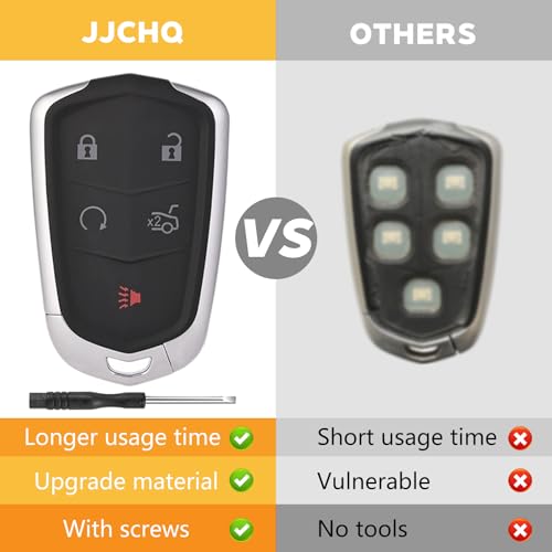 JJCHQ Key Fob Case for Cadillac XTS XT4 XT5 XT6 ATS ATS-v SRX CT6 CTS 2014 2015 2016 2017 2018 2019 2020 2021 2022 2023 HYQ2AB HYQ2EB 5 Button Pad Cover Keyless Entry Remote Car Key Fob Shell Replacement - Image 5